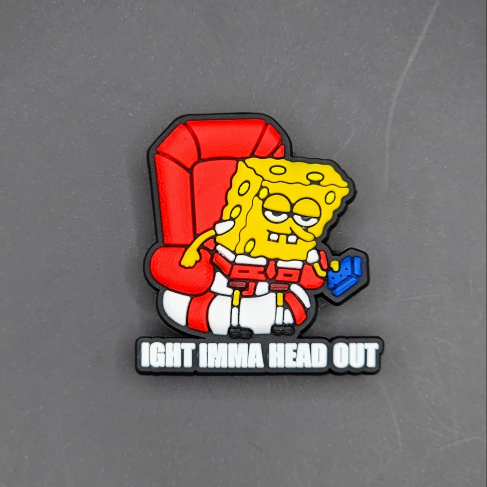 (5/$15) "Ight Imma Head Out" SpongeBob Meme Croc Charm
